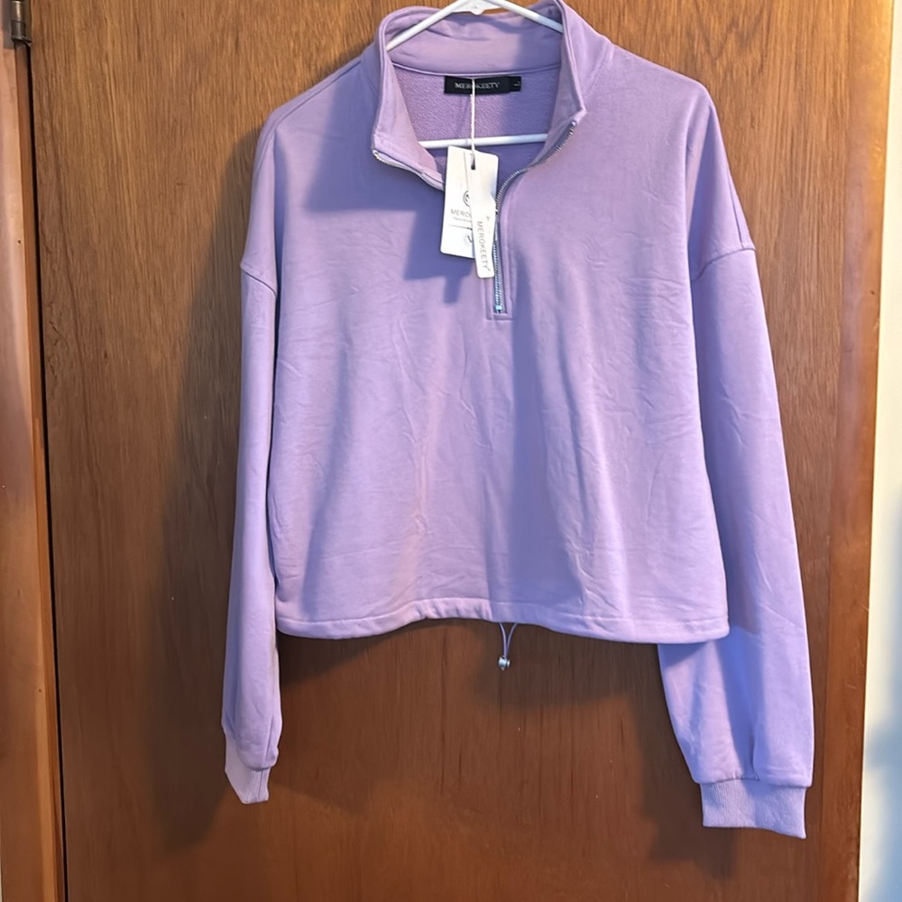 White purple cotton sweatshirt, not very heavy